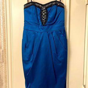Blue strapless beaded dress size 5